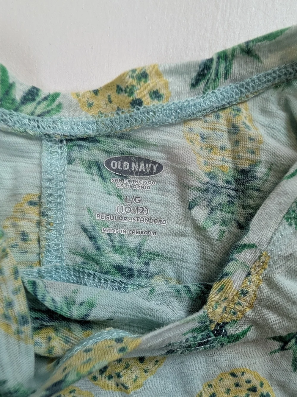 Old Navy Pineapple Print Tank Top - Light Blue & Yellow
